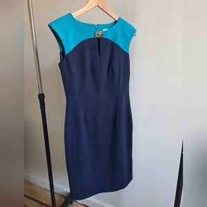 Calvin Klein Teal and Navy Midi Dress